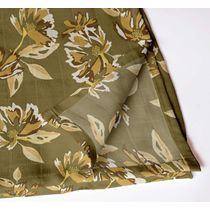 Guardanapos de Musselina de Algodão Esplendor de Outono, Conj. 12, 51 x 51 cm, Estampa Floral Verde Terroso, Lavável à Máquina - Vargottam