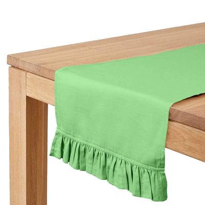 Caminho de Mesa Verde Estiloso para Decoração de Mesa, Casa, Casamento e Feriado - Vargottam 35,56 Cm (L) × 228,6 Cm (C) / Verde