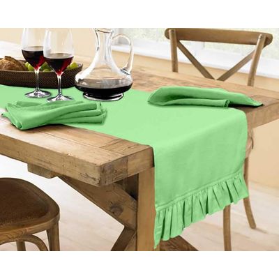 Caminho de Mesa Verde Estiloso para Decoração de Mesa, Casa, Casamento e Feriado - Vargottam 35,56 Cm (L) × 228,6 Cm (C) / Verde