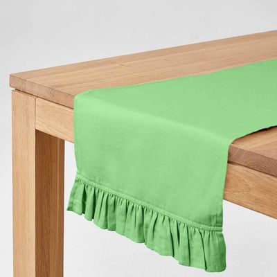 Caminho de Mesa Verde Estiloso para Decoração de Mesa, Casa, Casamento e Feriado - Vargottam 35,56 Cm (L) × 228,6 Cm (C) / Verde
