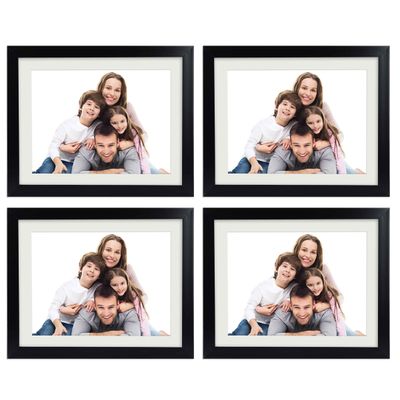 Moldura de Foto em Madeira para Mesa e Parede Pequena Preta - Pacote com 4 - Traceease 25,4 Cm × 30,48 Cm / Preto