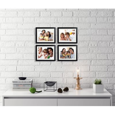Moldura de Foto em Madeira para Mesa e Parede Pequena Preta - Pacote com 4 - Traceease 25,4 Cm × 30,48 Cm / Preto