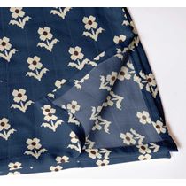 Guardanapos de Musselina de Algodão, Estampa Floral Azul em Bloco, Conj. 12, 51 cm, Para Jantar e Decoração, Laváveis à Máquina - Vargottam
