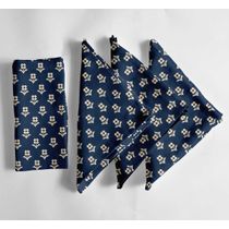 Guardanapos de Musselina de Algodão, Estampa Floral Azul em Bloco, Conj. 12, 51 cm, Para Jantar e Decoração, Laváveis à Máquina - Vargottam