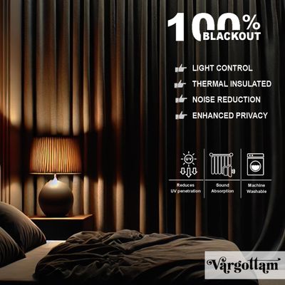 Cortinas Blackout Estampa Folhas de Outono - Conjunto 2 Painéis - Bloqueio de Luz e Isolamento Térmico com Ilhós - Marrom - Vargottam 106,68 Cm (L) × 274,32 Cm (C) / Marrom