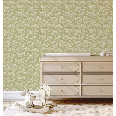 Papel de Parede Autoadesivo, Estampa de Trepadeira com Flores Brancas, Vinil Impermeável, Azul Removível, Quarto e Sala de Jantar - S4sassy 63,5 cm (L) × 304,8 cm (C) / Azul - Vinil Liso