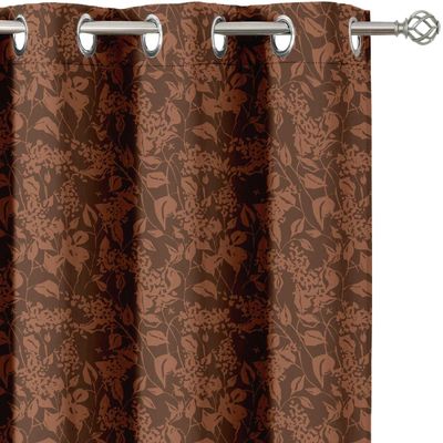 Cortinas Blackout Estampa Folhas de Outono - Conjunto 2 Painéis - Bloqueio de Luz e Isolamento Térmico com Ilhós - Marrom - Vargottam 106,68 Cm (L) × 274,32 Cm (C) / Marrom