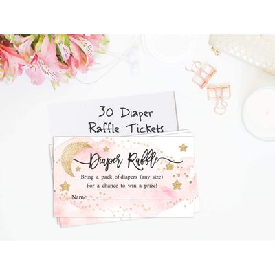 30 Cartões para Chá de Revelação de Gênero Twinkle Twinkle Little Star Preenchíveis - Inkdotpot 5,08 Cm × 8,89 Cm / Branco - Sorteio de Fraldas