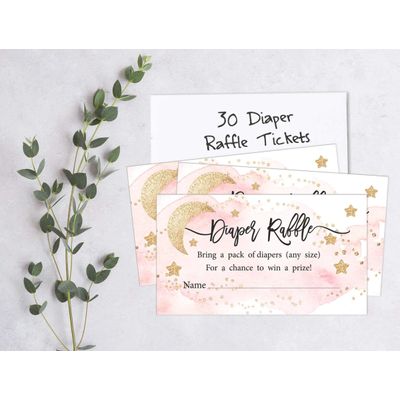 30 Cartões para Chá de Revelação de Gênero Twinkle Twinkle Little Star Preenchíveis - Inkdotpot 5,08 Cm × 8,89 Cm / Branco - Sorteio de Fraldas