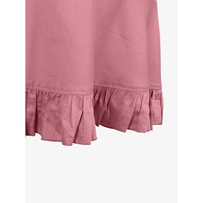 Toalha Redonda de Mesa de Algodão com Babados, Capa Protetora Lisa Lavável Estilo Rústico, Rosa - Vargottam 137,16 Cm – Redondo / Rosa
