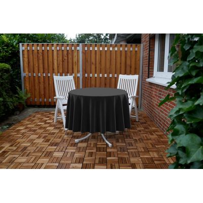 Toalha de Mesa Redonda 147 cm Interno/Externo com Furo para Guarda-Sol, Impermeável, Quintal/Churrasco Preta - Vargottam 147,32 Cm × 147,32 Cm / Preto