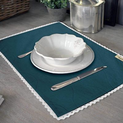 Decoração para Casa: Jogo Americano de Renda Lavável e Guardanapos para Mesa de Jantar - Vargottam 30,48 Cm × 45,72 Cm – Pacote Com 6 / Azul