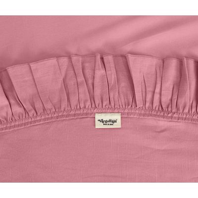 Toalha Redonda de Mesa de Algodão com Babados, Capa Protetora Lisa Lavável Estilo Rústico, Rosa - Vargottam 137,16 Cm – Redondo / Rosa