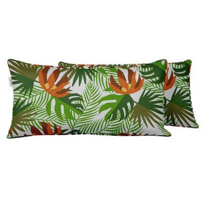 Capa de Almofada Lombar em Poliéster Interno/Externo, Impermeável para Todas as Intempéries, Retangular para Móveis de Pátio - Vargottam 30,48 Cm × 45,72 Cm / Verde