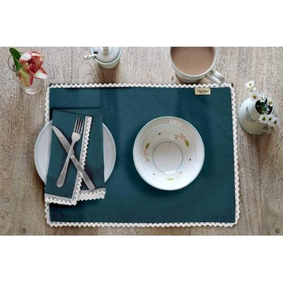Decoração para Casa: Jogo Americano de Renda Lavável e Guardanapos para Mesa de Jantar - Vargottam 30,48 Cm × 45,72 Cm – Pacote Com 6 / Azul