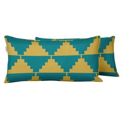 Capa para Almofada Lombar em Poliéster Interno/Externo, Retangular, Impermeável e Resistente às Intempéries para Móveis de Pátio - Vargottam 30,48 Cm × 45,72 Cm / Amarelo