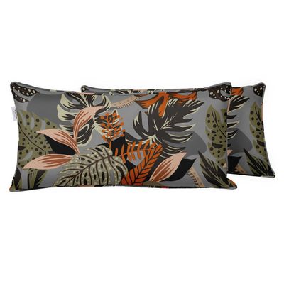 Capa para Almofada Lombar Retangular em Poliéster, Interno/Externo, Impermeável e Resistente a Intempéries para Móveis de Pátio - Vargottam 40,46 Cm × 60,96 Cm / Cinza