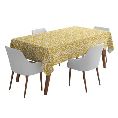 Toalha de Mesa Interna/Externa Impermeável para Pátio - Capa de Mesa Primavera/Verão para Jardim, Churrasco e Piquenique - Vargottam 147,32 Cm × 259,08 Cm / Amarelo