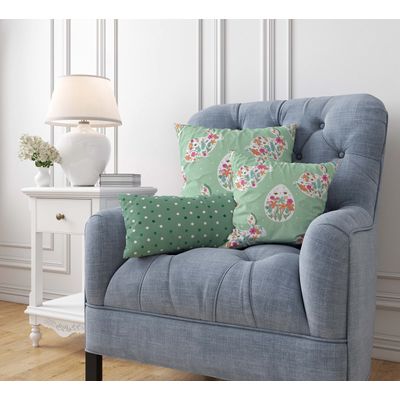 Capa de Almofada Decorativa Estampada Tema Verde Luxuosa para Lombar - Vargottam 50,8 Cm × 30,48 Cm / Verde