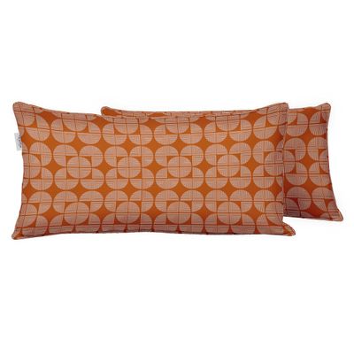 Capa Para Almofada Lombar em Poliéster, Interno/Externo, Impermeável 4 Estações, Retangular para Móveis de Pátio - Vargottam 30,48 Cm × 50,8 Cm / Laranja