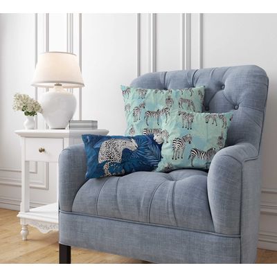 Capas de Almofada Luxuosas Estampadas Tema Azul, Capas Decorativas e Capa para Almofada de Sofá - Vargottam 30,48 Cm × 30,48 Cm – Quadrado / Azul