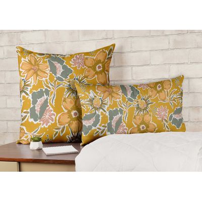 Capas de Almofada Estampadas Amarelas de Luxo, Capas de Almofada Decorativas, Capa para Almofada de Sofá - Vargottam 40,64 Cm × 40,64 Cm – Quadrado / Amarelo
