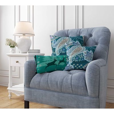 Capa de Almofada Decorativa Estampada Tema Azul - Vargottam 30,48 Cm × 30,48 Cm – Quadrado / Azul