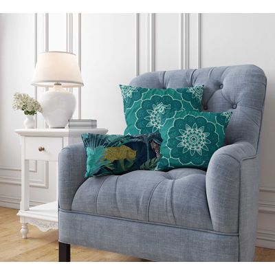 Capas de Almofada Decorativas Estampadas Tema Azul - Vargottam 30,48 Cm × 30,48 Cm – Quadrado / Azul
