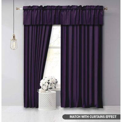 Bandô Decorativo de Algodão Liso com Passante para Varão, Meia Cortina para Janela de Cozinha - Vargottam 91,4 Cm (L) × 76,2 Cm (C) – 2 Painéis / Roxo