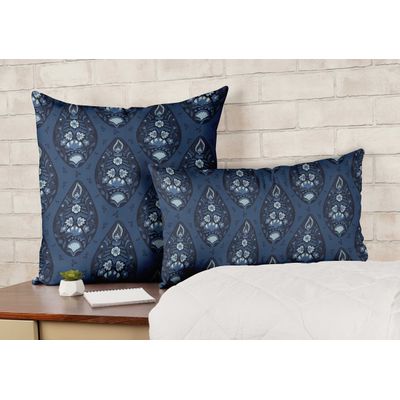 Capas de Almofada Luxuosas Estampadas Tema Azul Capas Decorativas de Travesseiro - Vargottam 30,48 Cm × 30,48 Cm – Quadrado / Azul