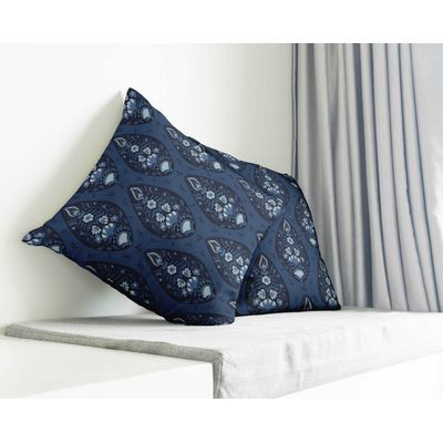 Capas de Almofada Luxuosas Estampadas Tema Azul Capas Decorativas de Travesseiro - Vargottam 30,48 Cm × 30,48 Cm – Quadrado / Azul
