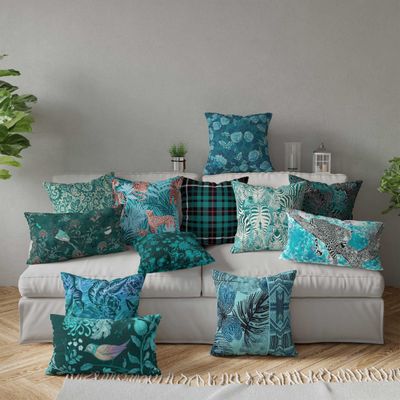Capa de Almofada Decorativa Impressa Tema Azul - Vargottam 30,48 Cm × 30,48 Cm – Quadrado / Azul