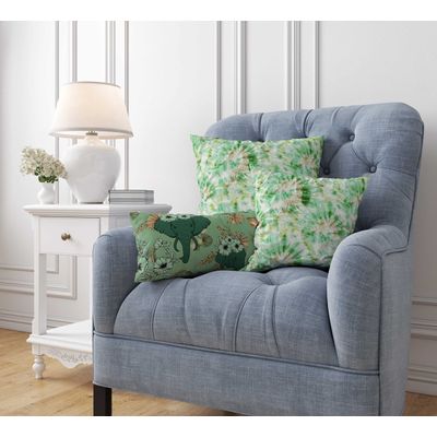 Capa de Almofada Verde Estampada de Luxo, Capa de Almofada Decorativa - Vargottam 30,48 Cm × 30,48 Cm – Quadrado / Verde