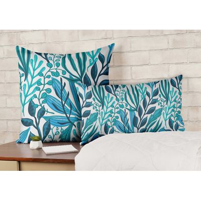 Capas de Almofada Decorativas Estampadas Tema Azul de Luxo - Vargottam 40,64 Cm × 40,64 Cm – Quadrado / Azul