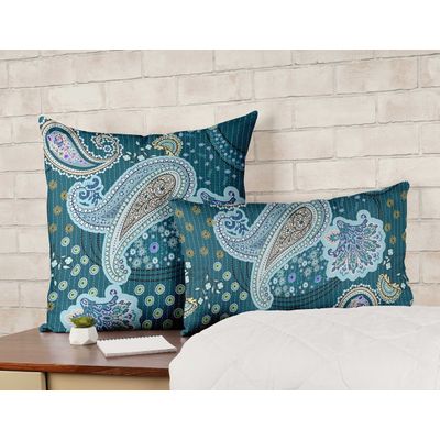 Capa de Almofada Decorativa Estampada Tema Azul - Vargottam 45,72 Cm × 45,72 Cm – Quadrado / Azul
