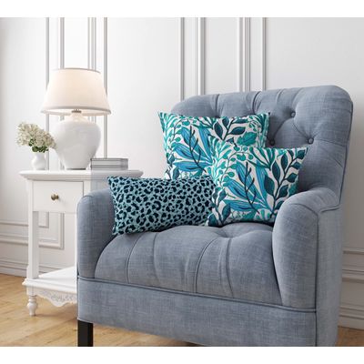 Capas de Almofada Decorativas Estampadas Tema Azul de Luxo - Vargottam 45,72 Cm × 45,72 Cm – Quadrado / Azul