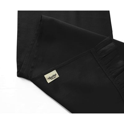 Tecido Slub de Algodão Preto para Decoração de Casa, Caminho de Mesa com Babado - Vargottam 35,56 Cm (L) × 182,88 Cm (C) / Preto