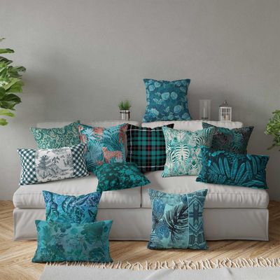 Capa de Almofada Decorativa Estampada com Tema Azul - Vargottam 30,48 Cm × 50,8 Cm – Retangular / Azul