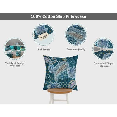 Capa de Almofada Decorativa Estampada Tema Azul - Vargottam 50,8 Cm × 50,8 Cm – Quadrado / Azul