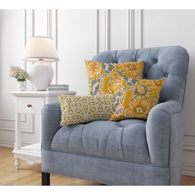 Capas de Almofada Estampadas Amarelas de Luxo, Capas de Almofada Decorativas, Capa para Almofada de Sofá - Vargottam 30,48 Cm × 60,96 Cm – Retangular / Amarelo