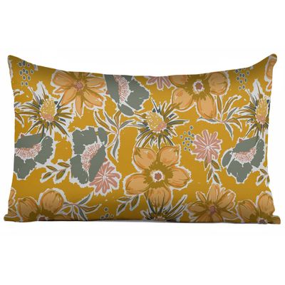 Capas de Almofada Estampadas Amarelas de Luxo, Capas de Almofada Decorativas, Capa para Almofada de Sofá - Vargottam 30,48 Cm × 60,96 Cm – Retangular / Amarelo