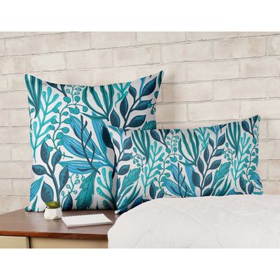 Capas de Almofada Decorativas Estampadas Tema Azul de Luxo - Vargottam 50,8 Cm × 50,8 Cm – Quadrado / Azul