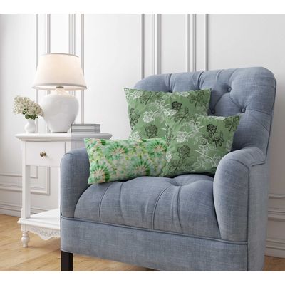 Capa de Almofada Verde Estampada de Luxo, Capa de Almofada Decorativa - Vargottam 30,48 Cm × 60,96 Cm – Retangular / Verde