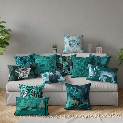 Capas de Almofada Decorativas Estampadas Tema Azul - Vargottam 35,56 Cm × 60,96 Cm – Retangular / Azul