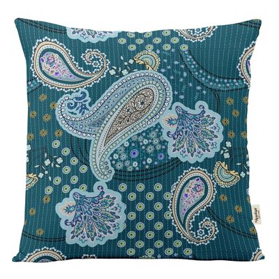 Capa de Almofada Decorativa Estampada Tema Azul - Vargottam 60,96 Cm × 60,96 Cm – Retangular / Azul