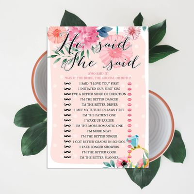 Cartões Florais Quadrados em Branco para Preencher Ideias de Presente para Chá de Noiva e Despedida de Solteira, Pacote com 50 - Inkdotpot 12,7 Cm × 17,78 Cm / Laranja - Ele Disse, Ela Disse