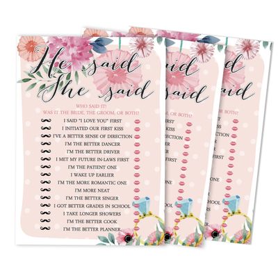 Cartões Florais Quadrados em Branco para Preencher Ideias de Presente para Chá de Noiva e Despedida de Solteira, Pacote com 50 - Inkdotpot 12,7 Cm × 17,78 Cm / Laranja - Ele Disse, Ela Disse