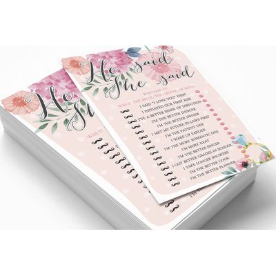 Cartões Florais Quadrados em Branco para Preencher Ideias de Presente para Chá de Noiva e Despedida de Solteira, Pacote com 50 - Inkdotpot 12,7 Cm × 17,78 Cm / Laranja - Ele Disse, Ela Disse