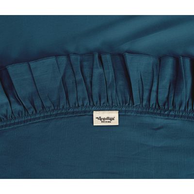 Toalha de Mesa Redonda com Babados para Cozinha e Sala de Jantar, Capa para Tampo de Mesa, Decoração, Algodão Lisa, Azul - Vargottam 137,16 Cm – Redondo / Azul