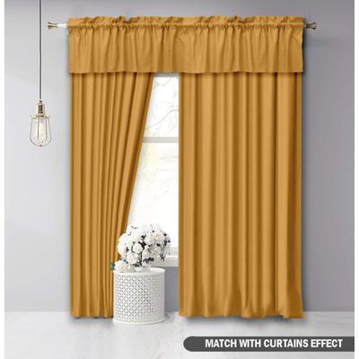 Bandô de Algodão Liso e Decorativo com Bolso para Varão, Meia Cortina para Janela de Cozinha - Vargottam 91,4 Cm (L) × 76,2 Cm (C) – 2 Painéis / Amarelo
